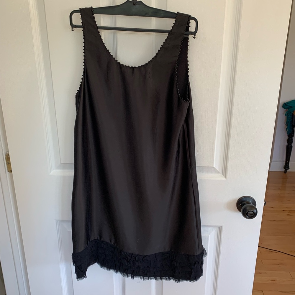 French Connection L Black Sleeveless Slip Dress